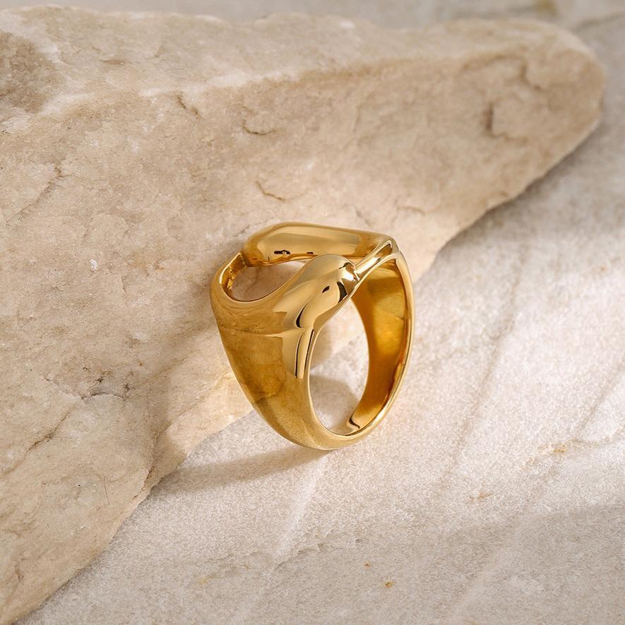Gold-Plated Abstract Ring