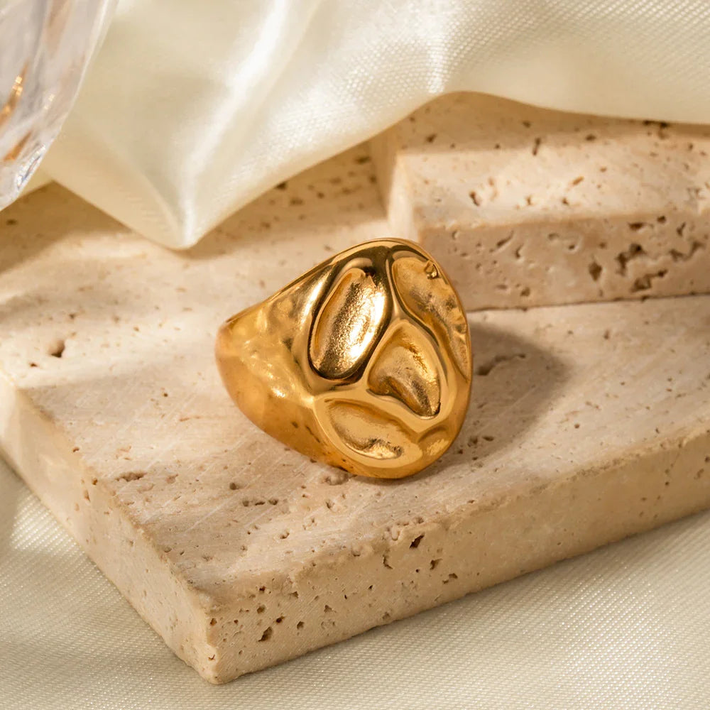 Gold-Plated Irregular Statement Ring for Women