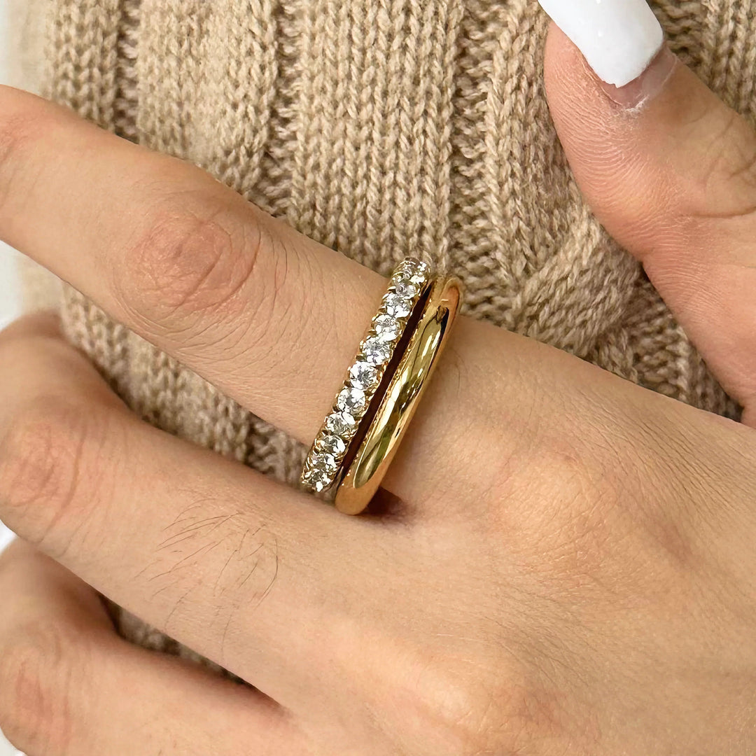 Gold-Plated CZ Stackable Ring for Women