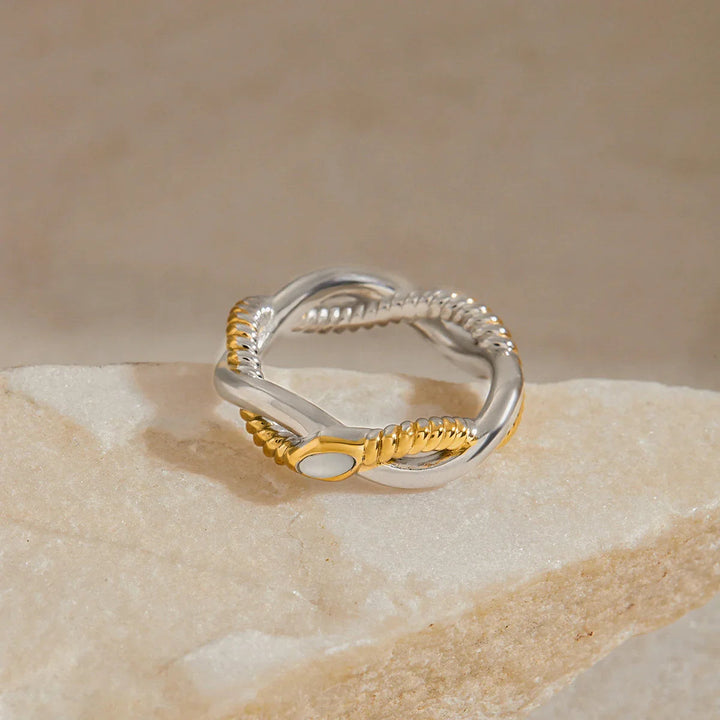 Gold Plated Silver Plated Twisted Band Ring for Women