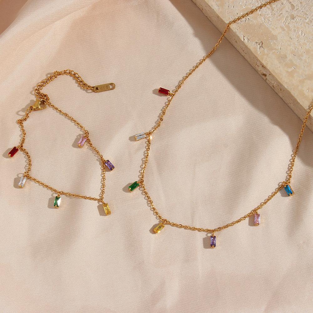 Gold-Plated Crystal Charm Necklace for Women