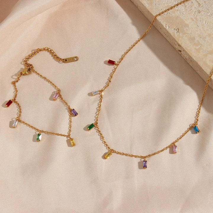 Gold-Plated Crystal Charm Necklace for Women