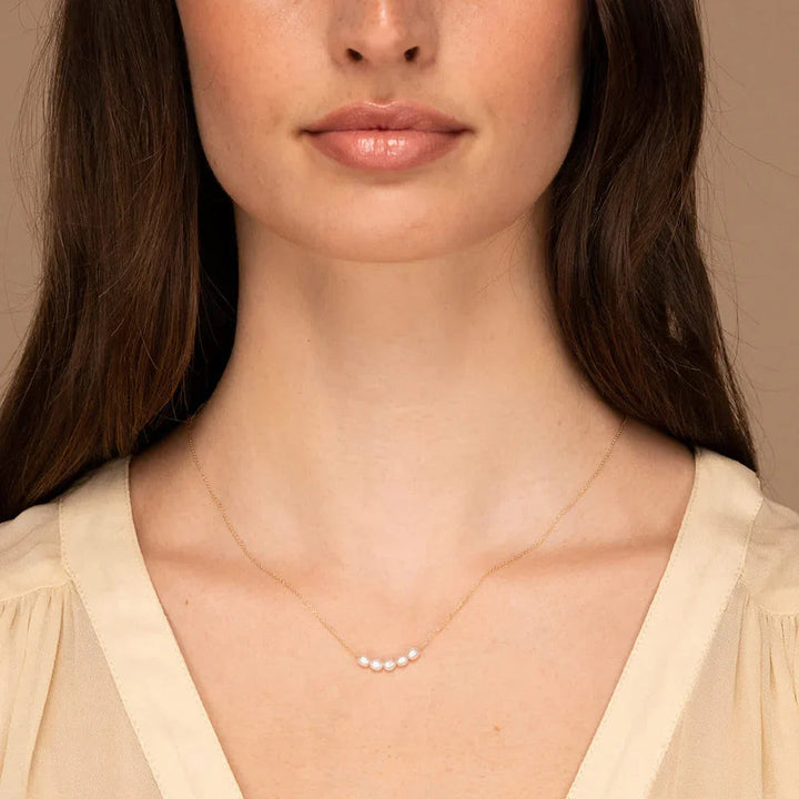 Gold-Plated Faux Pearl Bar Necklace for Women