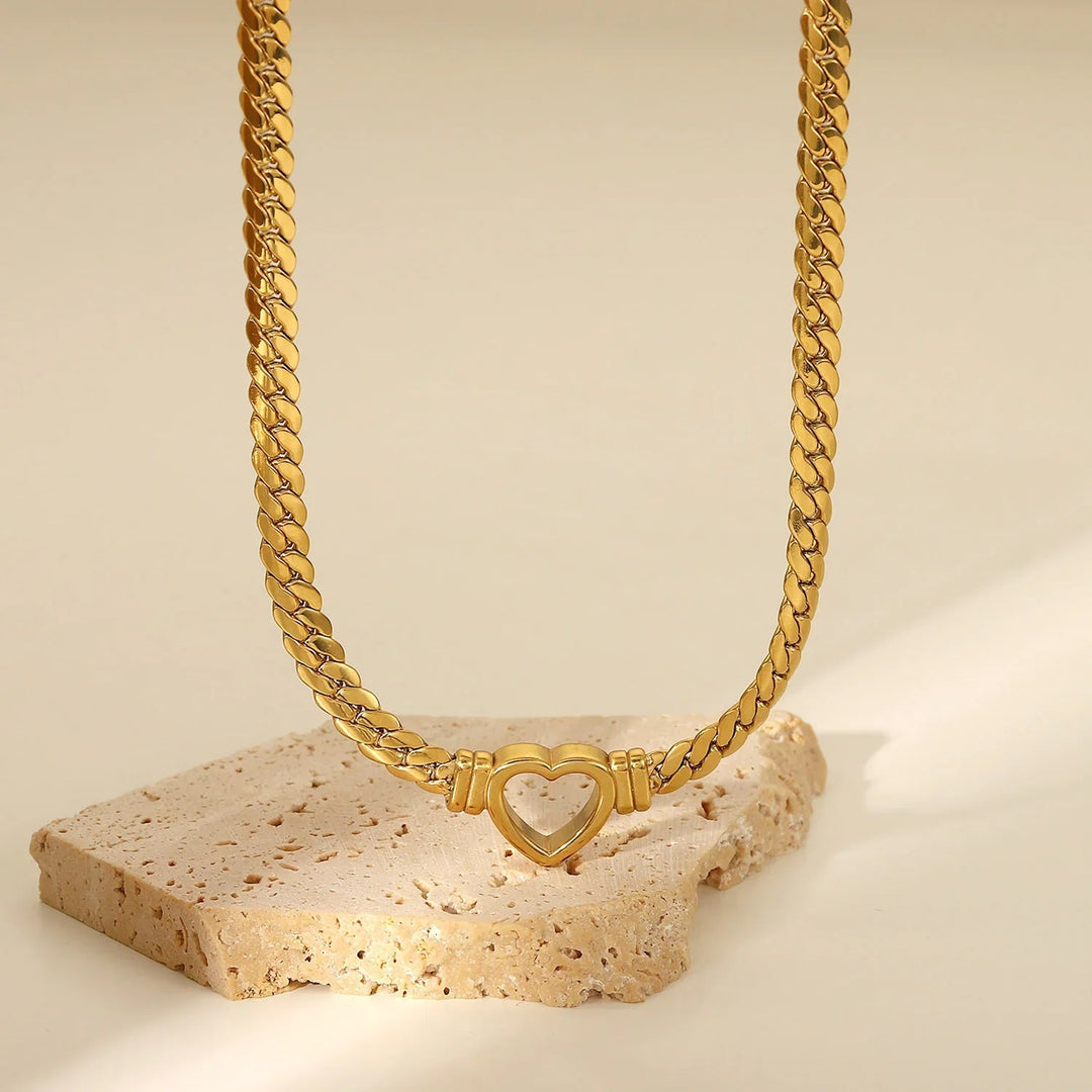 Gold-Plated Heart Choker Necklace