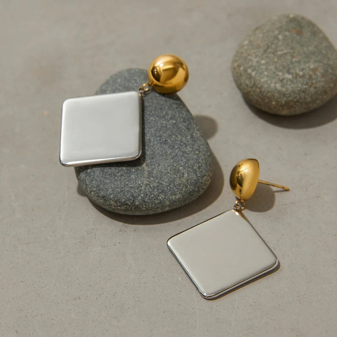 Gold Plated Geometric Drop Earrings for Women