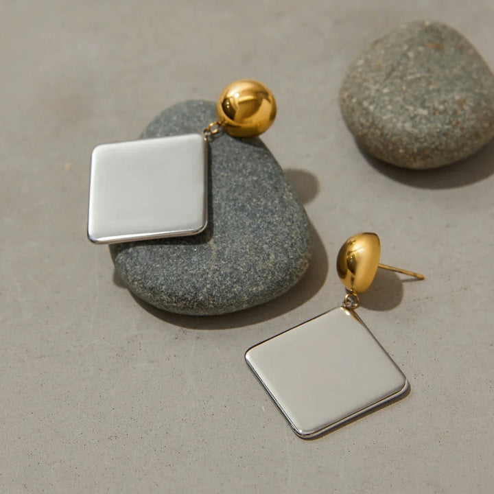 Gold Plated Geometric Drop Earrings for Women