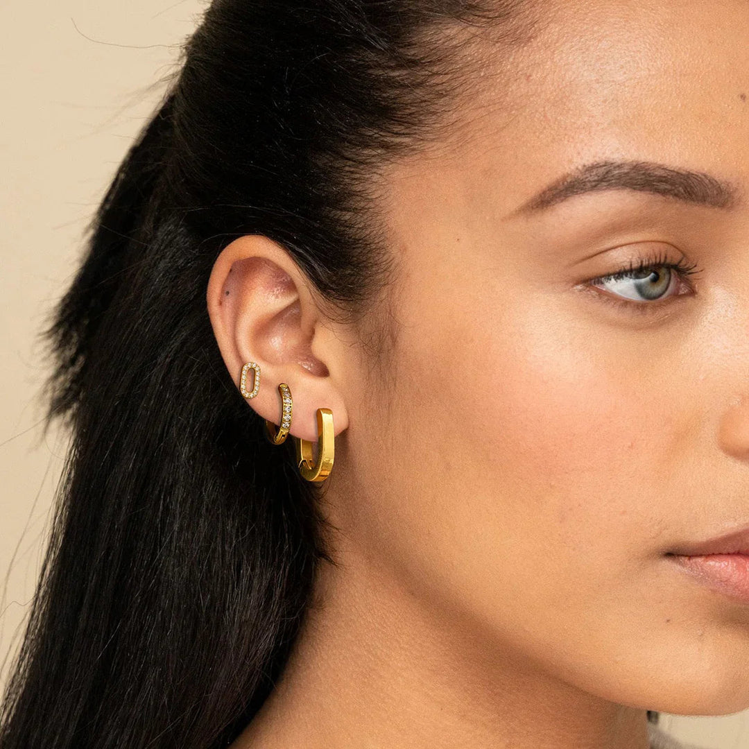 Gold-Plated CZ Hoop Earring 3-Piece Set