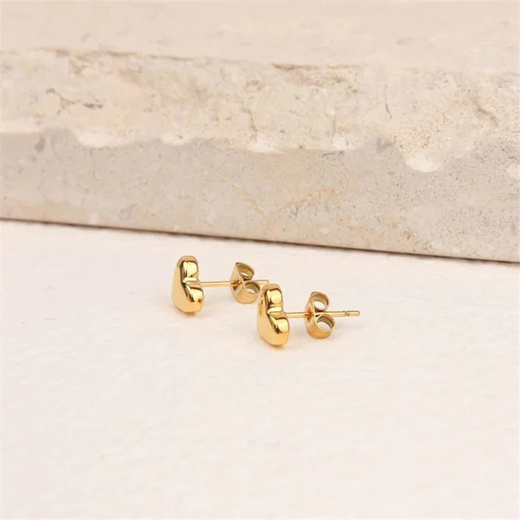 Gold-Plated Heart Stud Earrings for Women