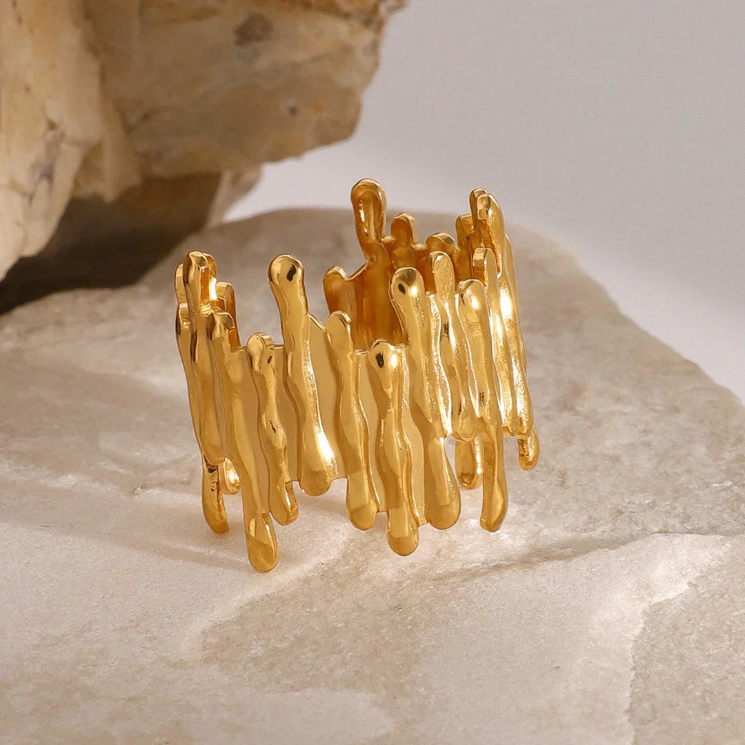 Gold Plated Abstract Statement Ring for Women