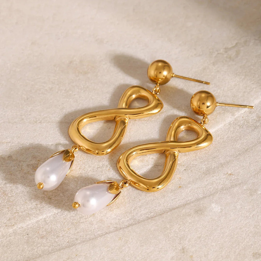 Gold-Plated Faux Pearl Drop Earrings for Women