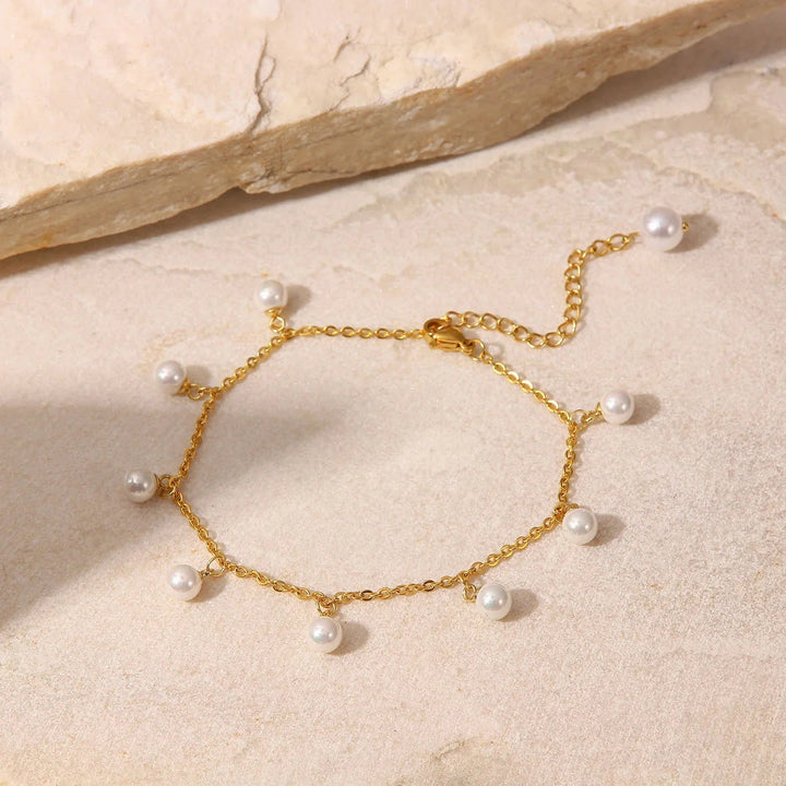 Gold-Plated Astrid Pearl Anklet