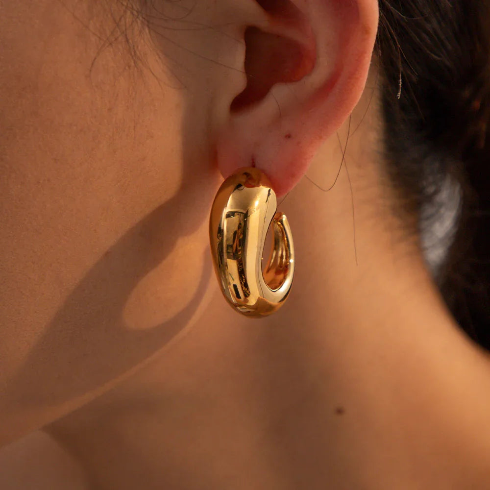 Gold-Plated Chunky Hoop Stud Earrings