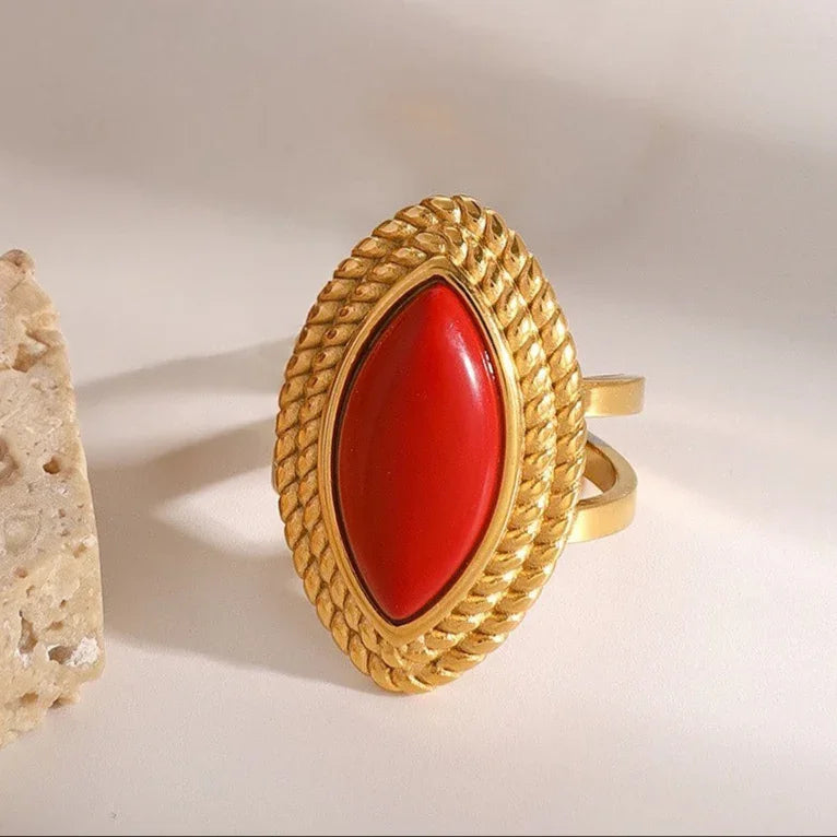 Gold-Plated Crystal Statement Ring for Women