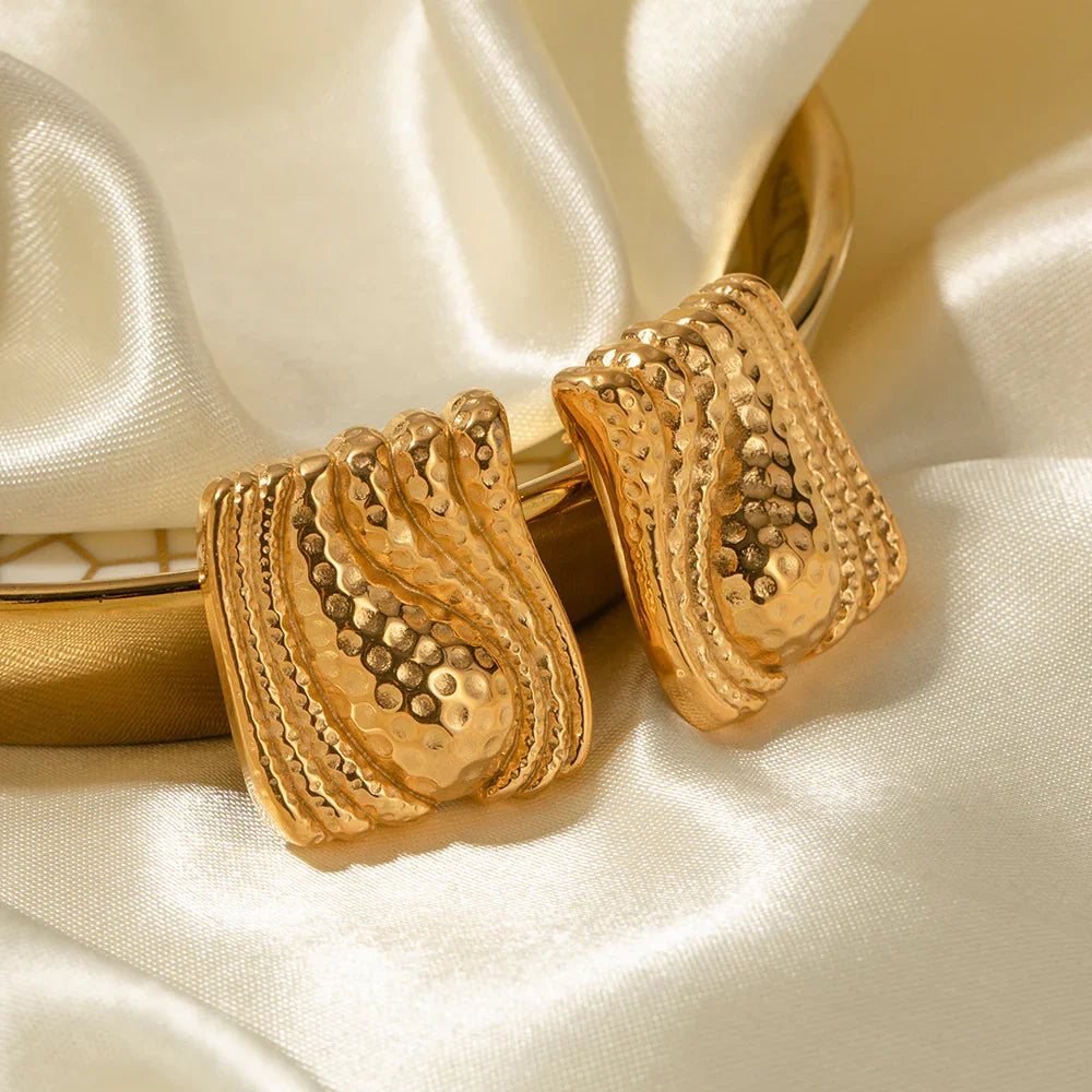 Gold-Plated Hammered Teardrop Earrings