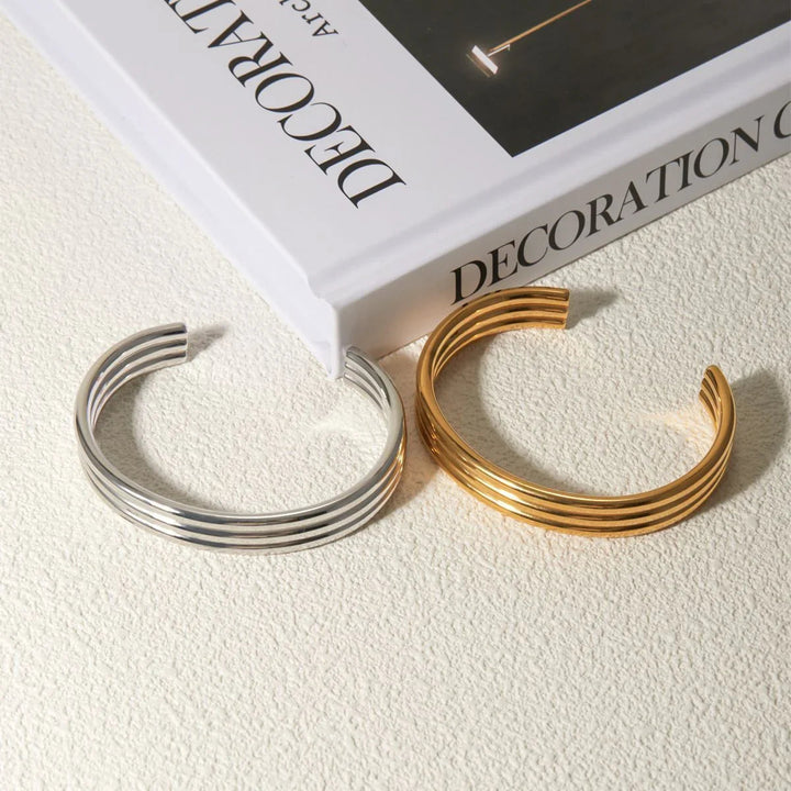 Gold-Plated Cuff Bracelet with multi-bangle design