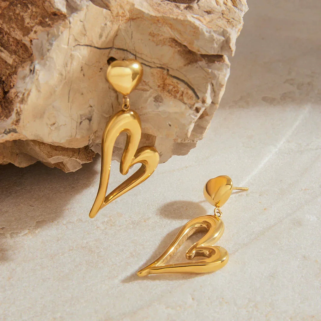 Gold-Plated Heart Drop Earrings for Women