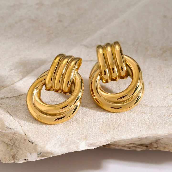Gold-Plated Layered Hoop Earrings For Women