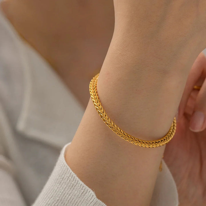 Gold-Plated Snake Chain Bracelet with Textured Finish