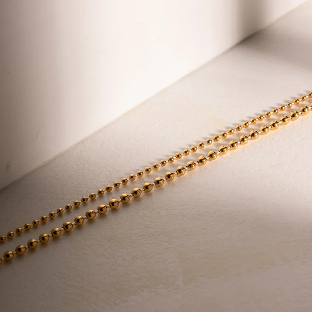 Gold-Tone Beaded Chain Necklace Set