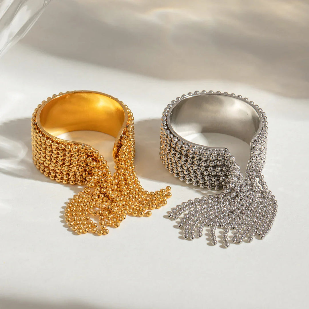 Gold-Plated Tassel Statement Ring for Women
