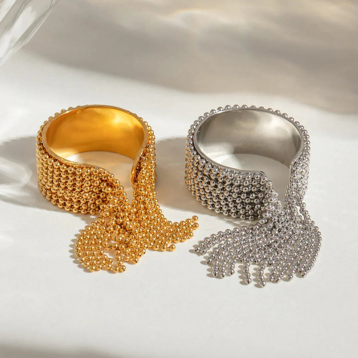 Gold-Plated Tassel Statement Ring for Women
