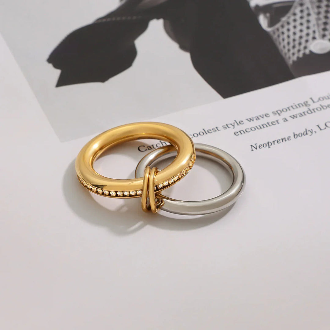 Gold-Plated Cubic Zirconia Stackable Ring Set for Women