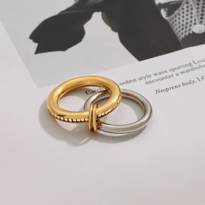 Gold-Plated Cubic Zirconia Stackable Ring Set for Women