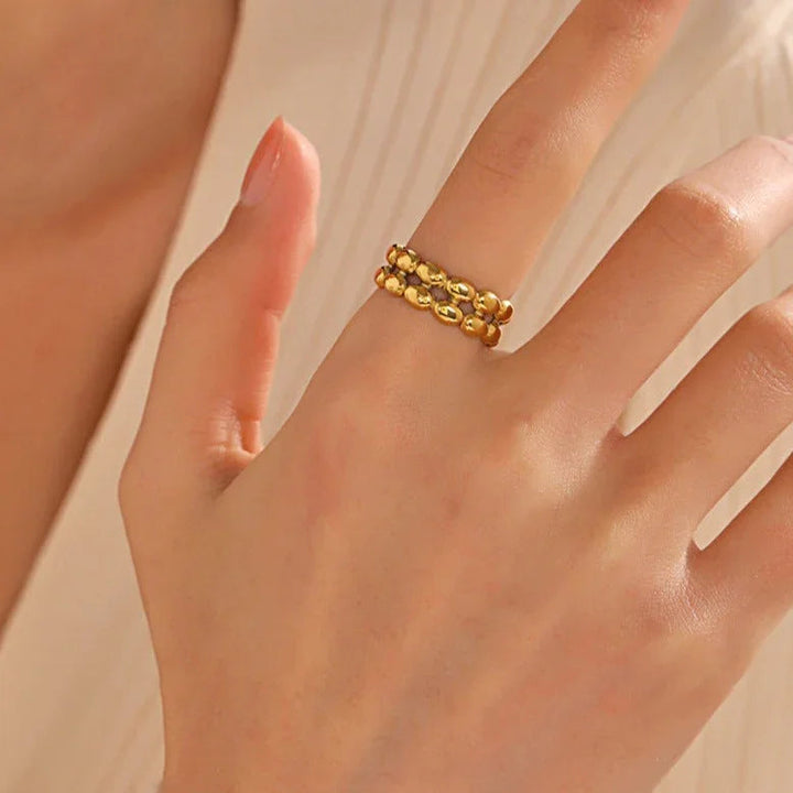 Gold-Plated Beaded Ring – Hypoallergenic, Water-Resistant Everyday Luxury