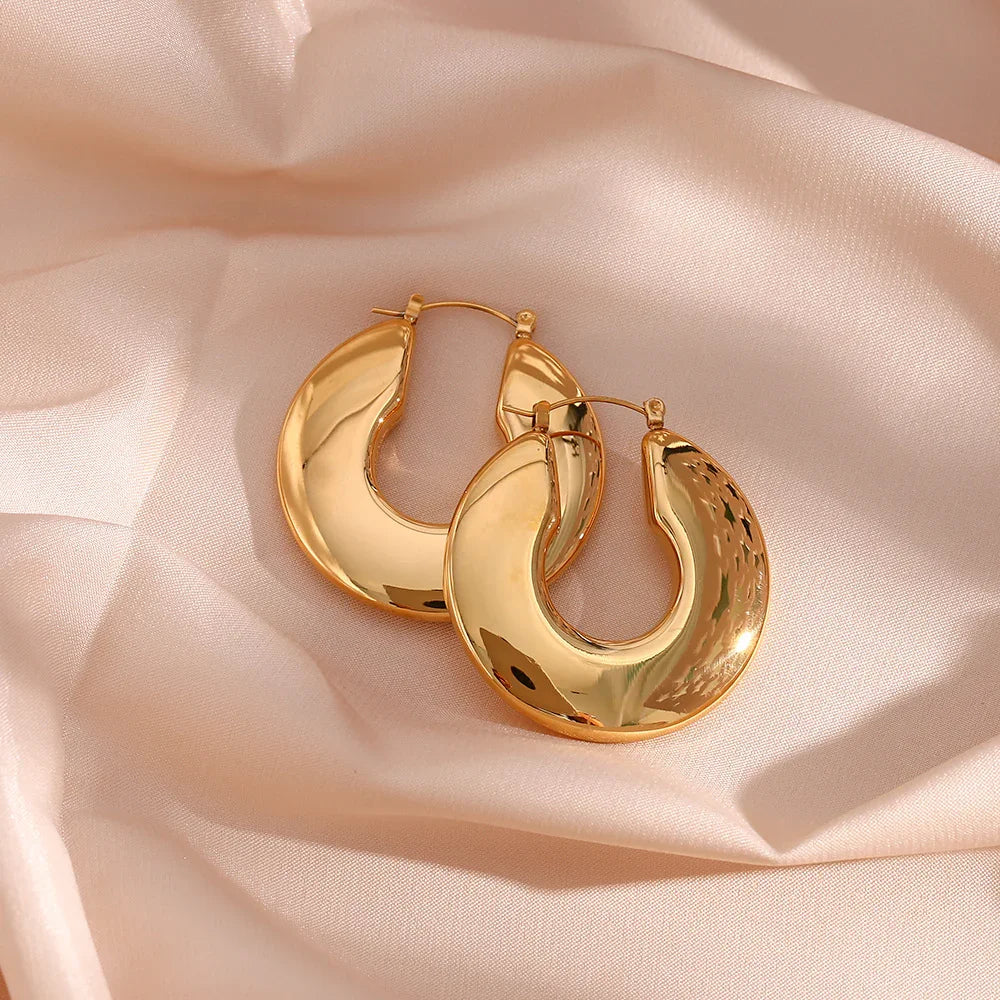 Gold-Plated Chunky Hoop Earrings for Women