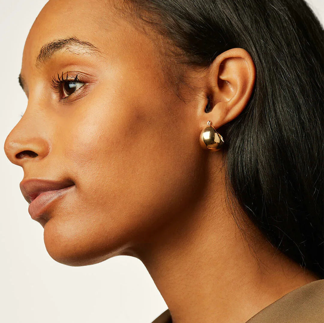 Gold-Plated Dome Huggie Earrings for Women