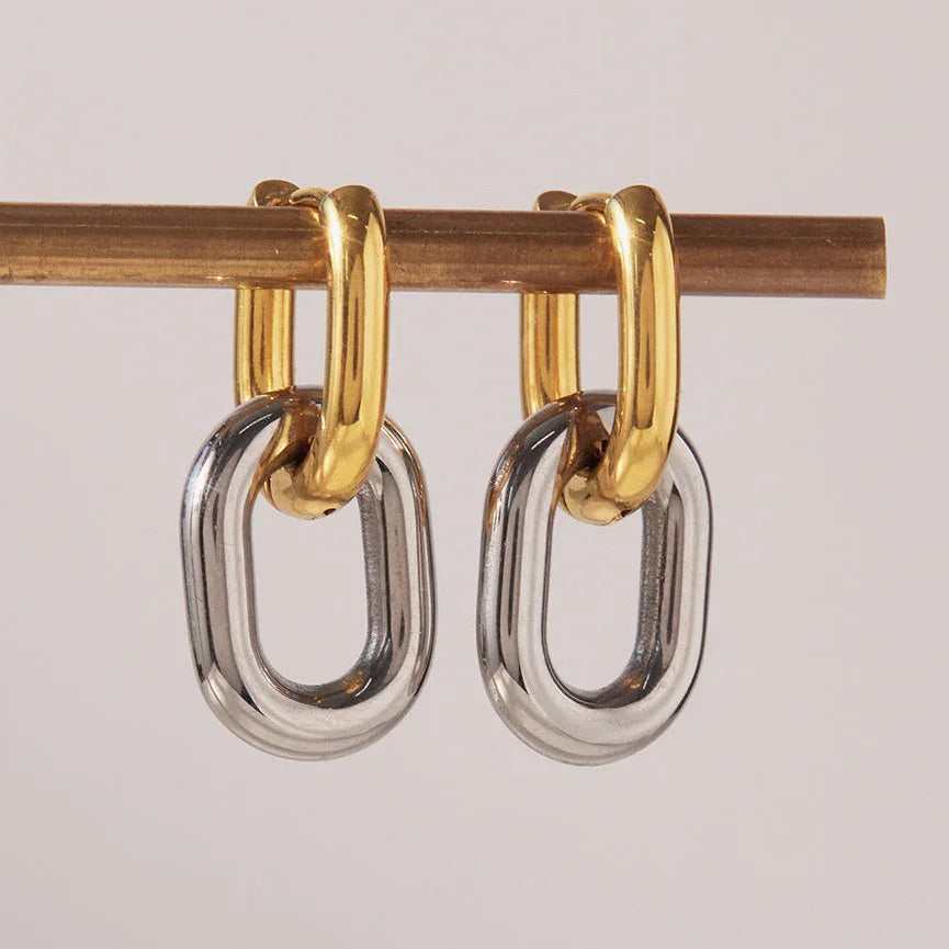 Gold Plated Two Tone Double Hoops