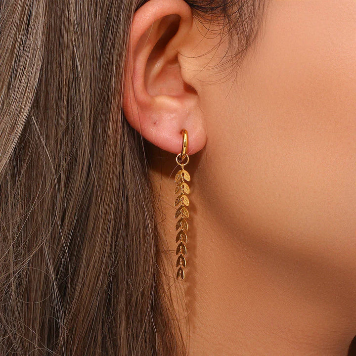 Gold-Plated Fishtail Drop Earrings For Women