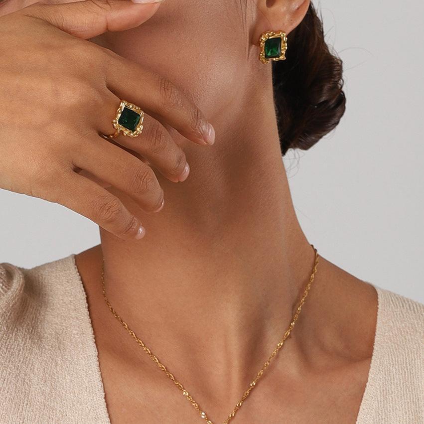 Gold-Plated Emerald Ring