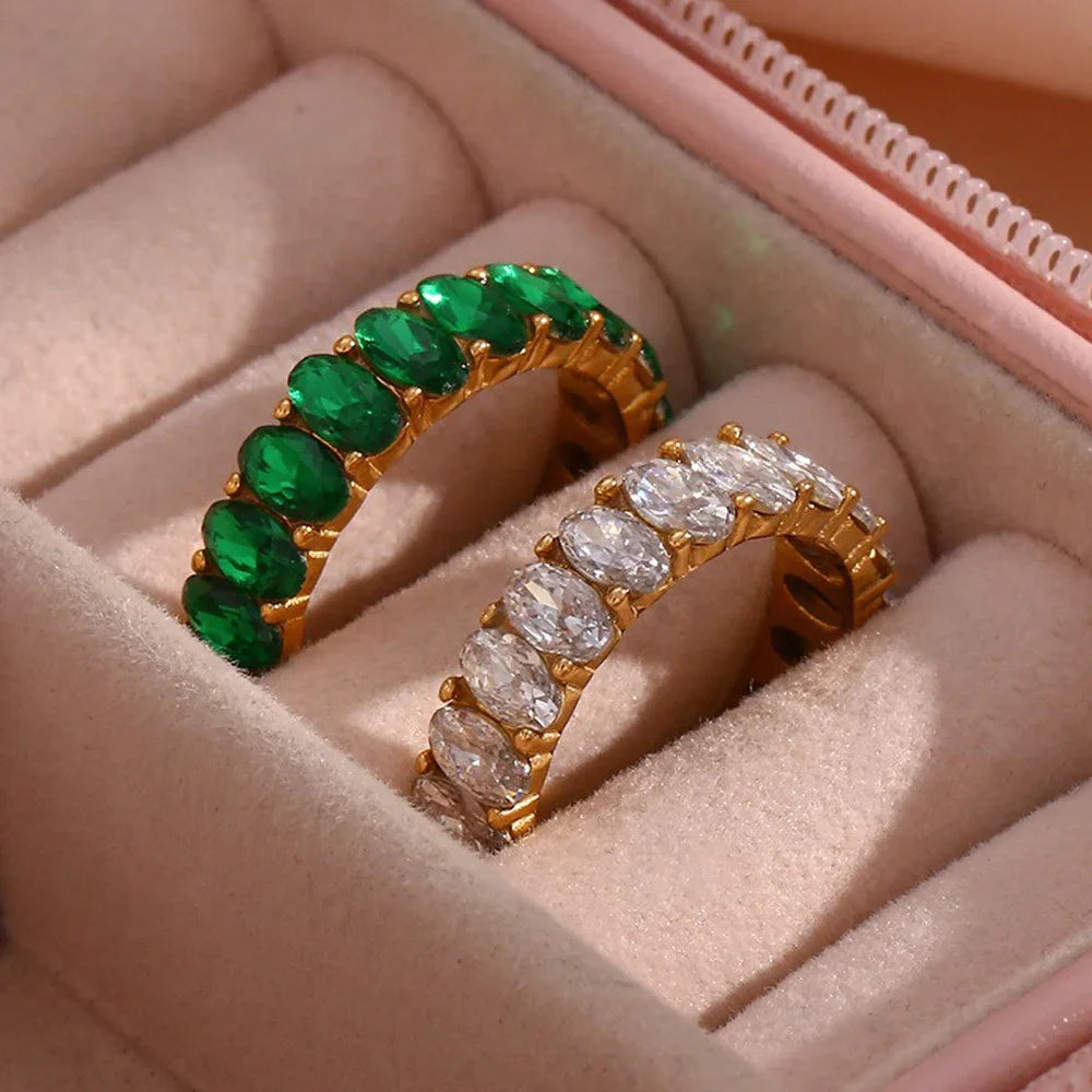 Gold-Plated CZ Eternity Band Ring for Women
