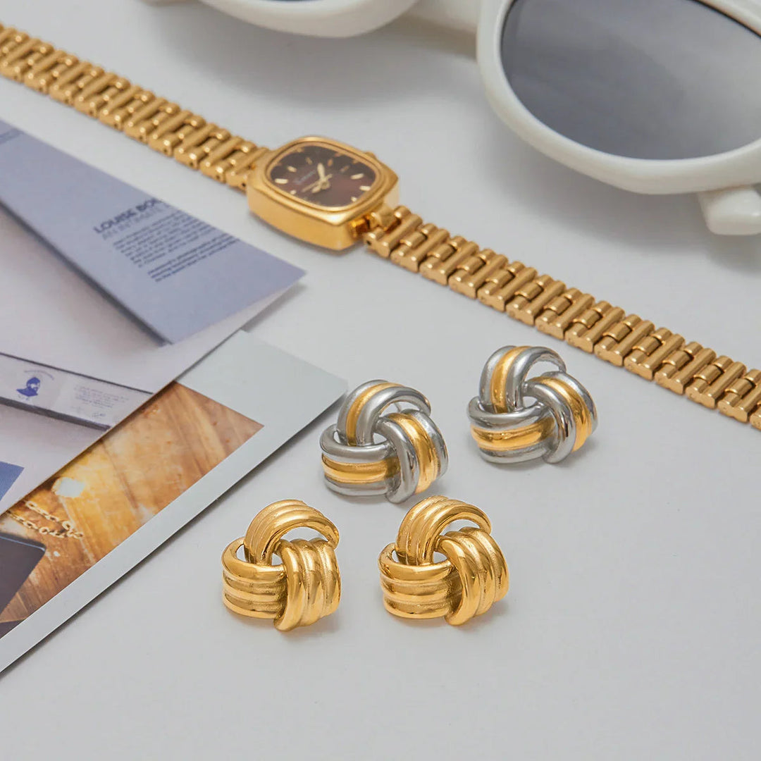 Gold Plated Statement Stud Earrings for Women