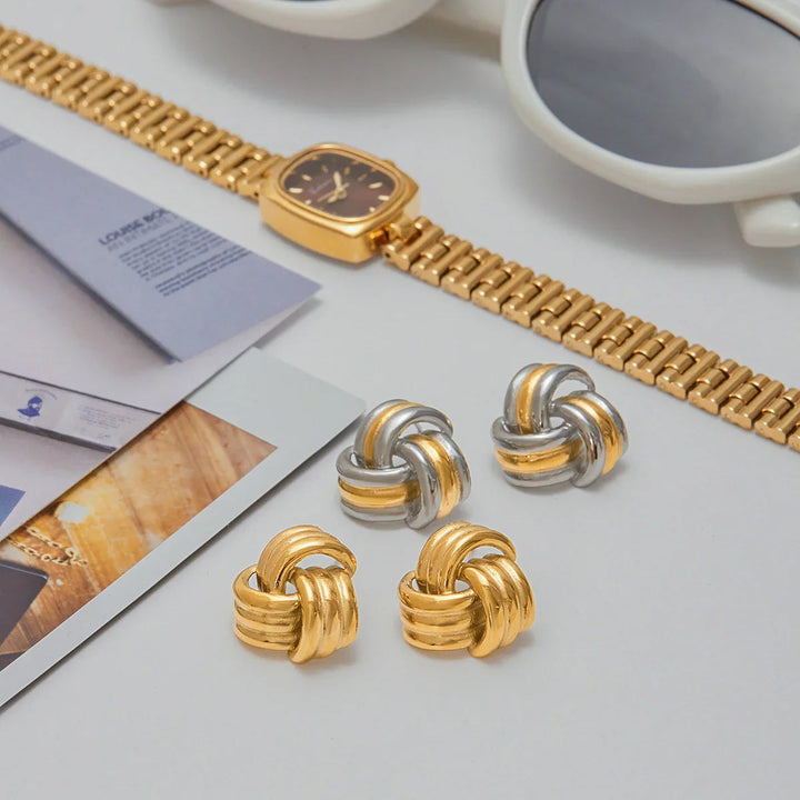 Gold Plated Statement Stud Earrings for Women