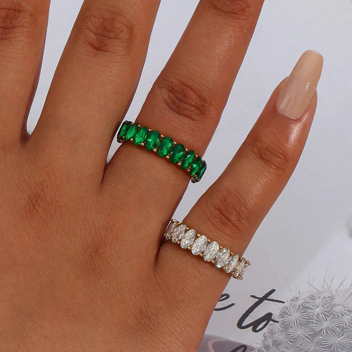 Gold-Plated CZ Eternity Band Ring for Women