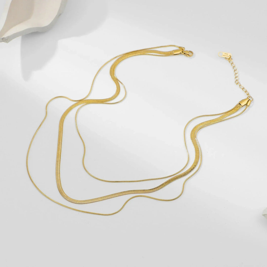 Gold-Plated Triple Layered Necklace