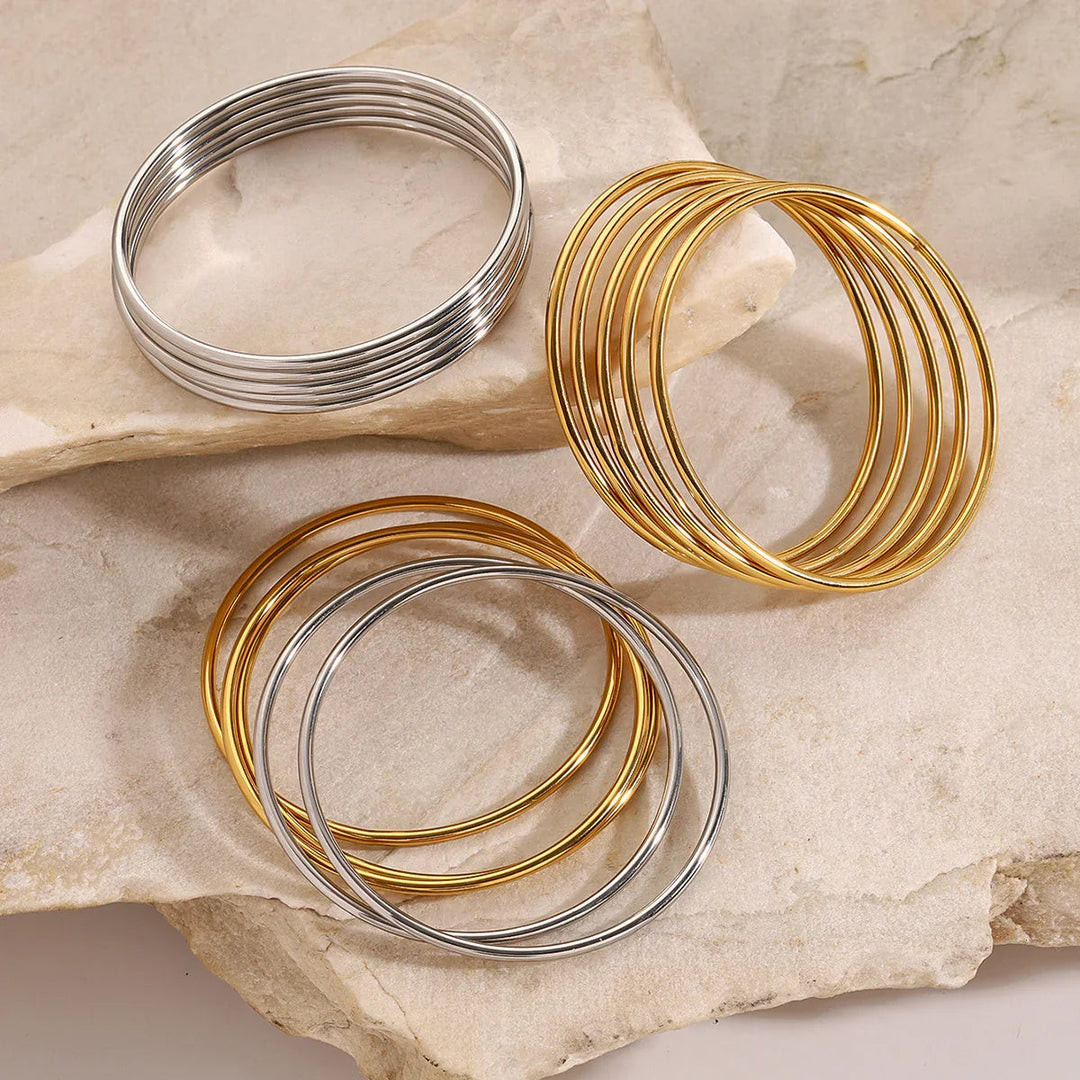 Gold-Plated Stackable Bangle Set for Women