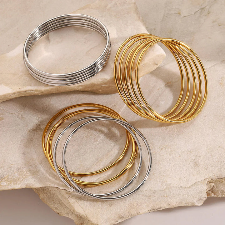 Gold-Plated Stackable Bangle Set for Women