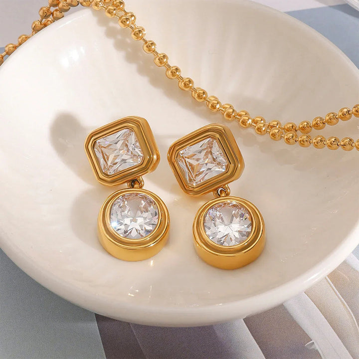 Gold-Plated CZ Drop Earrings for Women
