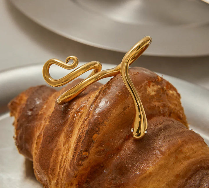 Gold Plated Stainless Steel Snake Statement Ring for Women