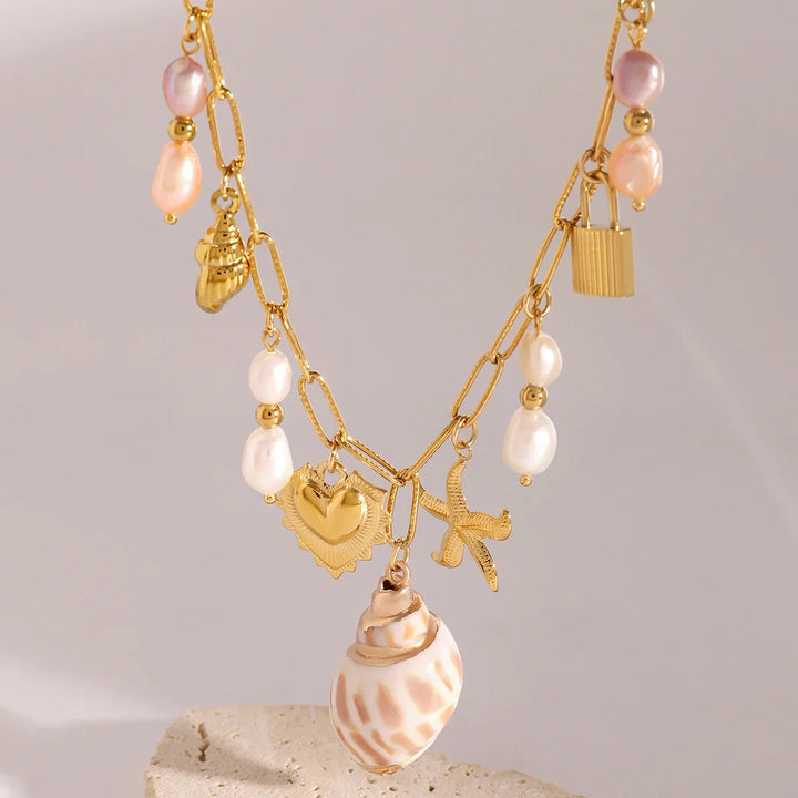 Gold-Plated Ocean Charm Necklace for Women