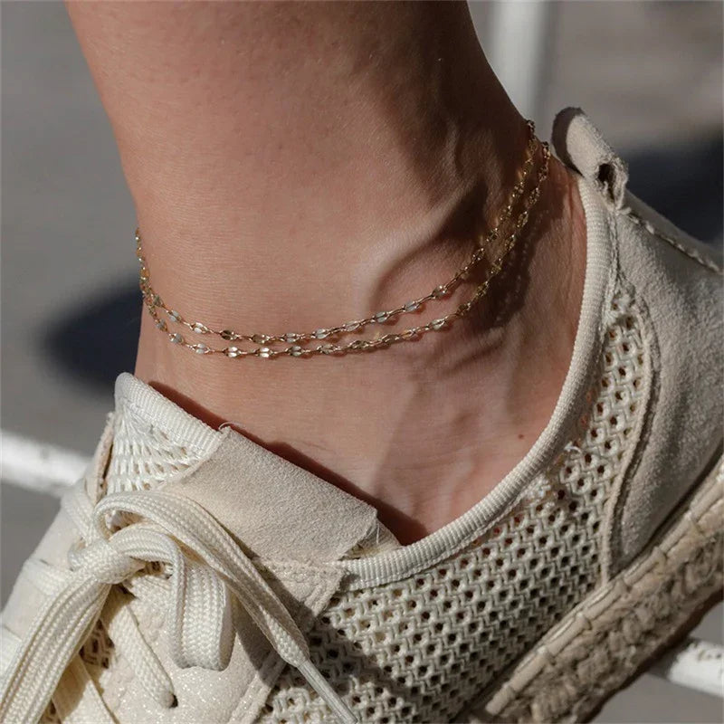 Gold-Plated Disc Chain Anklet for Women
