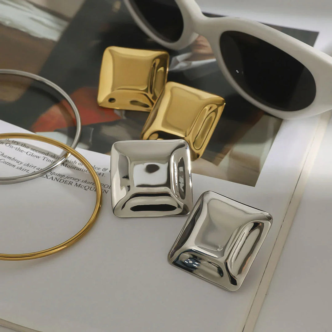 Gold-Plated Chunky Stud Earrings for Women
