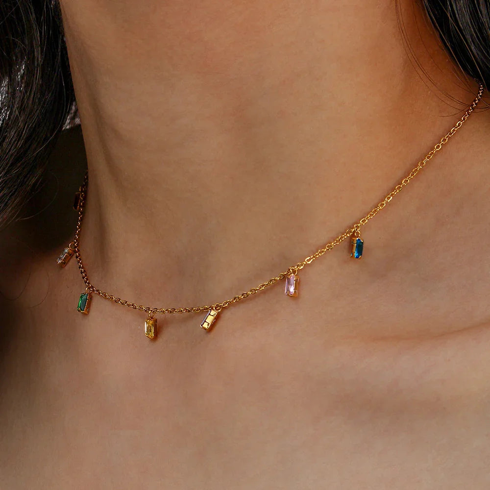 Gold-Plated Crystal Charm Necklace for Women
