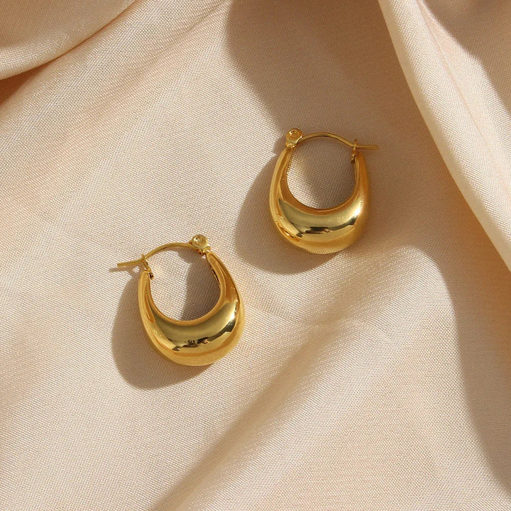 Gold-Plated Smooth Hoop Earrings for Women