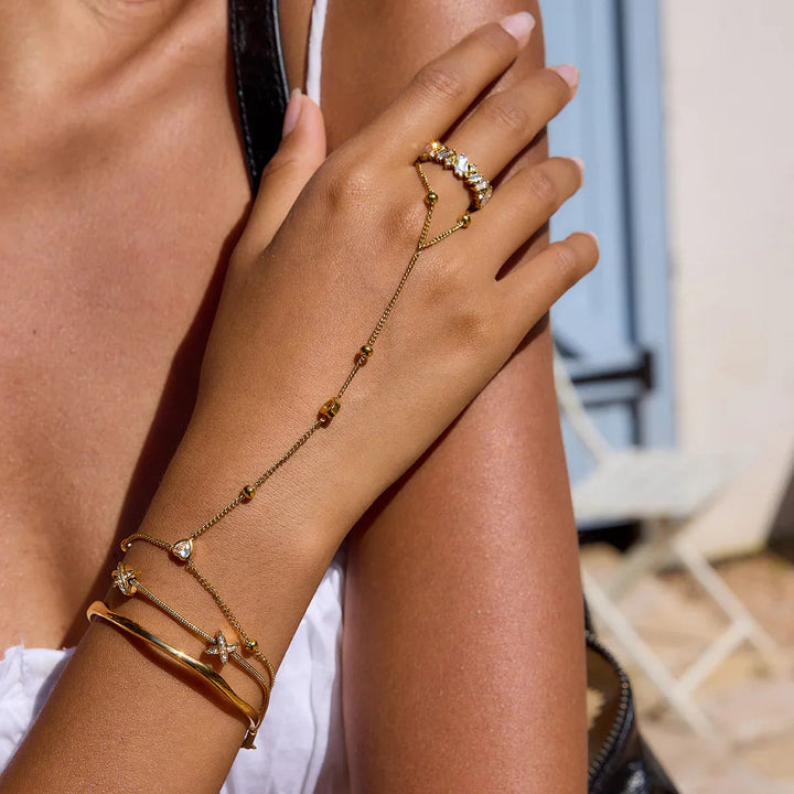 Gold Plated Cubic Zirconia Chain Bracelet for Women