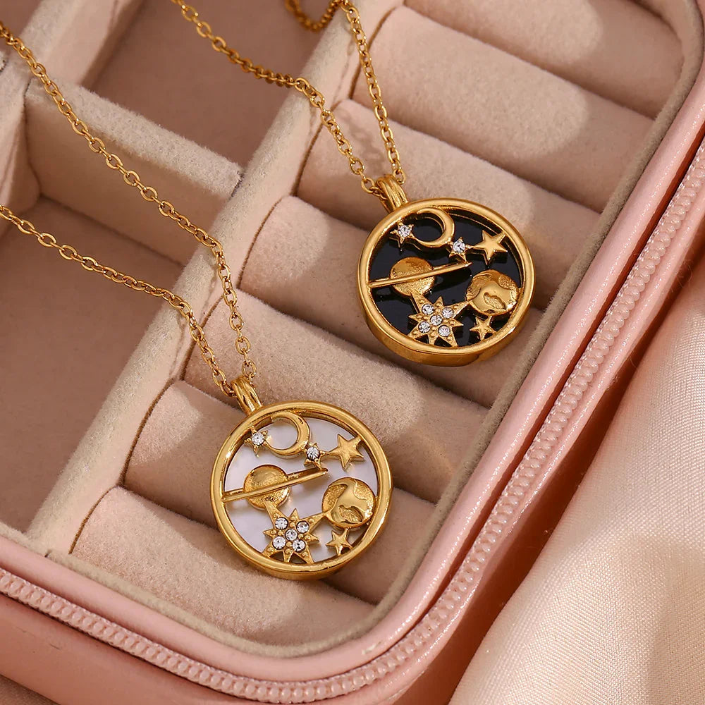 Gold-Plated Celestial Pendant Necklace For Women