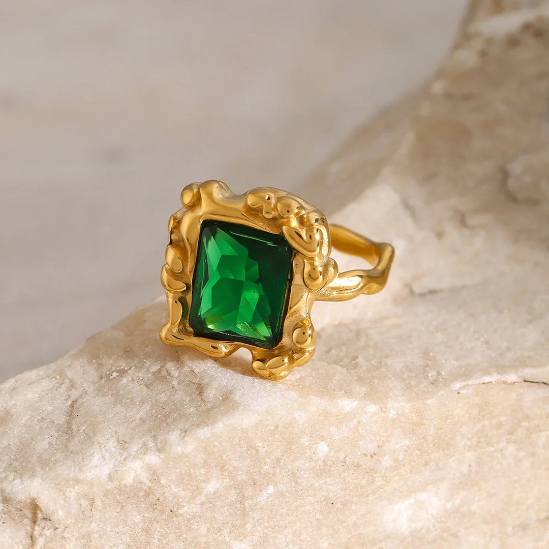 Gold-Plated Emerald Ring